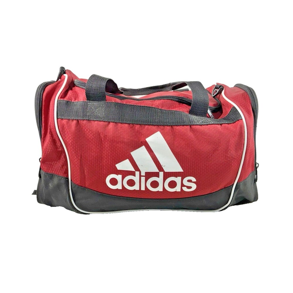 Adidas Defender Red and White Gym Duffel Bag with Handle